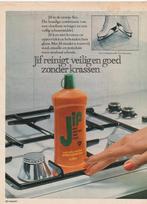 Retro reclame 1980 Jif schuurmiddel in de oranje fles, Verzamelen, Verzenden, Overige typen