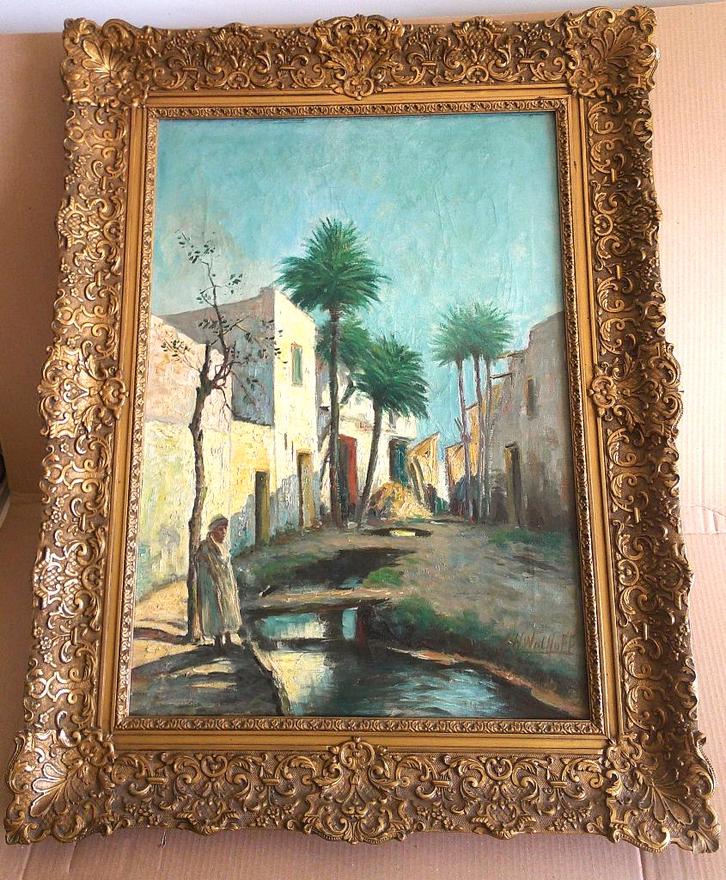 Afrika - Briskra - el -Darb ca.1930 - J.H. Wolhoff 1881-1941, Antiek en Kunst, Kunst | Schilderijen | Klassiek, Ophalen of Verzenden