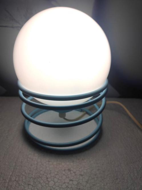 pop-art tafellamp blauwe veer met bol vintage, Antiek en Kunst, Curiosa en Brocante, Verzenden