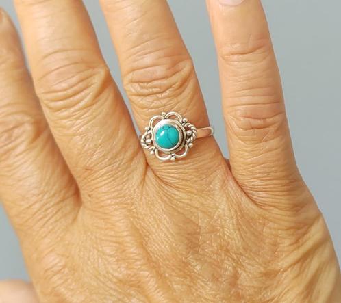 zilveren ring met natuurlijke Turquoise steen zilver 925, Sieraden, Tassen en Uiterlijk, Ringen, Nieuw, Dame, 17 tot 18, Zilver