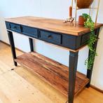 Mooie massief houten sidetable zwart, Ophalen, 100 tot 150 cm, Zo goed als nieuw, 25 tot 50 cm