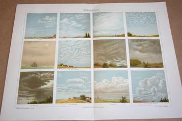 Antieke kleurenlitho - Wolken [vormen] - Ca 1900 beschikbaar voor biedingen