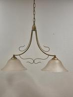 hanglamp eettafel met twee kappen van melkglas 30cm, Huis en Inrichting, Lampen | Hanglampen, Ophalen, Gebruikt, Klassiek, Glas