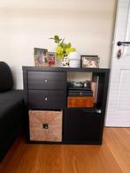 IKEA KALLAX Shelving Unit – Black-Brown – With Inserts, Huis en Inrichting, Kasten | Stellingkasten, Ophalen, Gebruikt