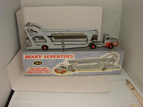 Franse dinky toy 39A Unic auto transporter in doos uit 1957, Hobby en Vrije tijd, Modelauto's | 1:43, Gebruikt, Bus of Vrachtwagen