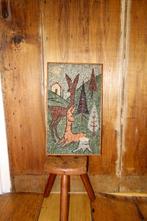 muurkunst met boslandscap mid-century * mozaiek van steen, Ophalen of Verzenden