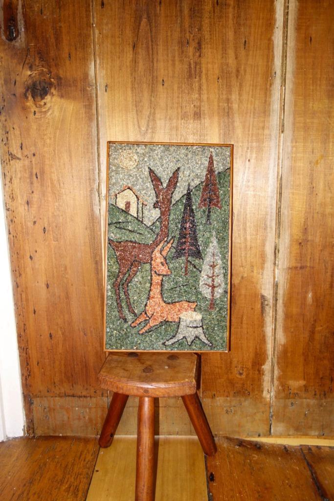muurkunst met boslandscap mid-century * mozaiek van steen, Antiek en Kunst, Antiek | Woonaccessoires, Ophalen of Verzenden