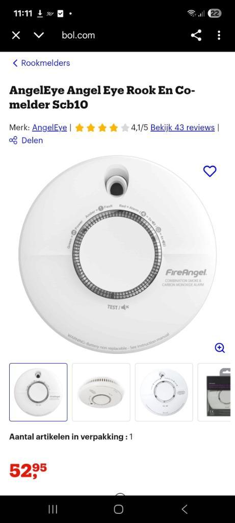 AngelEye SCB10-AE-BNLR combimelder, Doe-het-zelf en Verbouw, Alarmsystemen, Nieuw, Detector, Sensor of Melder, Overige soorten