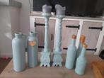 Set mintgroene pastel vazen,kruiken en kandelaars, Steen, Ophalen of Verzenden, Zo goed als nieuw, Minder dan 50 cm