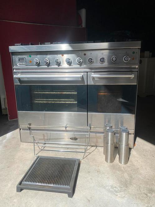 Boretti gasfornuis met twee ovens / bakplaat / grillplaat, Witgoed en Apparatuur, Kookplaten, Gebruikt, Vrijstaand, Gas, 4 kookzones