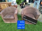Twee fauteuils met hocker, Ophalen, Gebruikt, Minder dan 75 cm, Vintage
