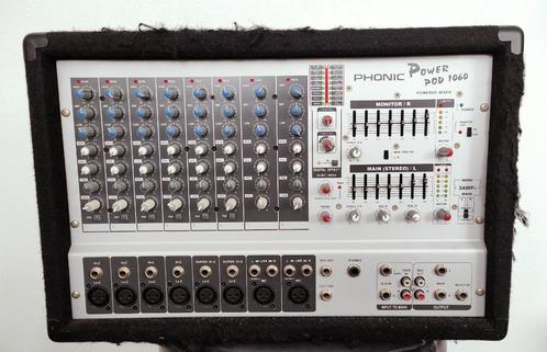 Phonic Powerpod 1060 - 8 Kanaals Powered Mixer - 3x200 Watt, Muziek en Instrumenten, Versterkers | Keyboard, Monitor en PA, Zo goed als nieuw