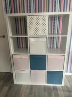 Witte IKEA Kallax kast met 12 vakken incl. bakken, Ophalen, Met plank(en), Kunststof, Gebruikt