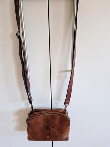 Cognac leren crossbody tas van MicMacbags met extra schouder beschikbaar voor biedingen