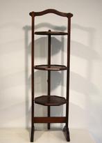 Antiek inklapbaar bijzettafeltje met 3 etages / etagere, Ophalen, 60 cm of meer, Rechthoekig, Hout