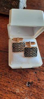 Vintage manchetknopen,DamascenerToledo goud, fleur de lys., Ophalen of Verzenden, Zo goed als nieuw, Goud