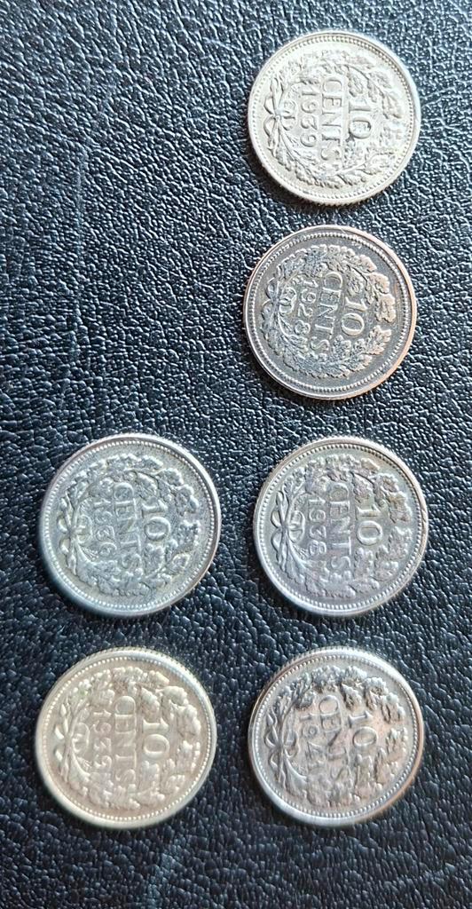 Zilveren 10 Cent Wilhelmina - Diverse Jaartallen, Postzegels en Munten, Munten | Nederland, Losse munt, 10 cent, Koningin Wilhelmina
