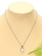 Super mooie gekleurde zilveren ketting met een parel., Overige materialen, Nieuw, Ophalen of Verzenden, Met strass