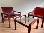 Vintage Matteo Grassi Lounge Stoelen, Huis en Inrichting, Stoelen, Ophalen, Twee, Bruin, Leer