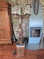 Vloerlamp 6 lampen met bronzen beeld en kristallen, Ophalen