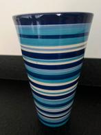 BLAUW/WIT GESTREEPTE VAAS, Huis en Inrichting, Woonaccessoires | Vazen, Blauw, Aardewerk of Porselein, Ophalen of Verzenden, Zo goed als nieuw