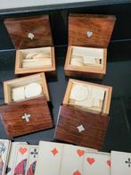 4 houten fiches doos voor kaarten en zeer oude speelkaarten, Ophalen of Verzenden, Gebruikt