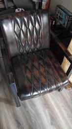 Industriele kunstlederen fauteuil metaal bruin, Huis en Inrichting, Ophalen, Zo goed als nieuw, Metaal