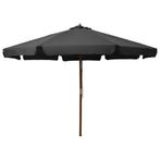 Parasol met houten paal 330 cm antraciet, Tuin en Terras, Parasols, Ophalen of Verzenden, Nieuw, 3 tot 4 meter, Stokparasol