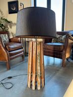 Houten tafellamp met bruine kap, Ophalen, Zo goed als nieuw, Hout, 75 cm of meer