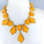 mooie luxe ketting met gele stenen, Kunststof, Verstelbaar, Verzenden, Nieuw