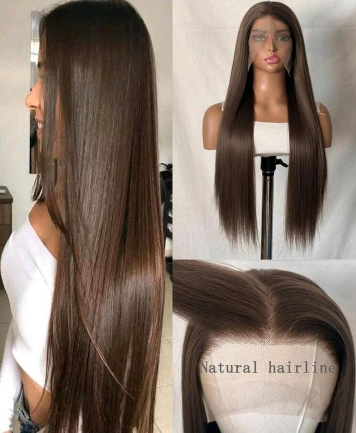 Prachtige bruine lace-wig 26 inch.Met voorgeplukte haarlijn, Sieraden, Tassen en Uiterlijk, Uiterlijk | Haarverzorging, Nieuw