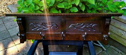Antiek Houten Kapstok - 5 Jugendstil Kapstokhaken - 100CM, Huis en Inrichting, Woonaccessoires | Kapstokken, Zo goed als nieuw