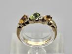 Gouden Vintage ring  peridot, citrien en diamant. 2025/347, ., Geel, Ophalen of Verzenden, Zo goed als nieuw