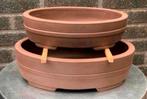 Bonsai schalen set van rwee handgemaakt gemerkt aardewerk, Nieuw, Ophalen of Verzenden, Minder dan 25 cm, Overige vormen