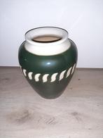 Vaas geglazuurd aardewerk groen met wit (hoogte ca 30 cm), Ophalen, Overige kleuren, Aardewerk of Porselein, Zo goed als nieuw