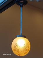 Art Deco hanglamp glazen bol gesigneerd Deveau, Ophalen of Verzenden