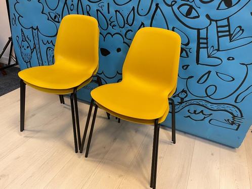 4x LIDÅS etkamerstoel, geel/ zwart stoelen, Huis en Inrichting, Stoelen, Gebruikt, Vier, Kunststof, Metaal, Overige kleuren, Ophalen