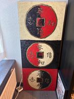 Canvas drieluik Chinese geluksmunten, Ophalen