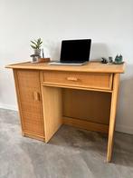 Vintage rotan bureau met lade en kastje, Ophalen, Gebruikt, Bureau