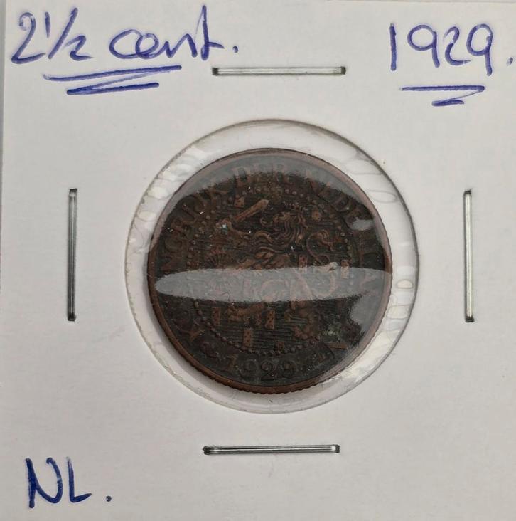 Nederland  2  1/2  cent  1929, Postzegels en Munten, Munten | Nederland, Koningin Wilhelmina, Ophalen