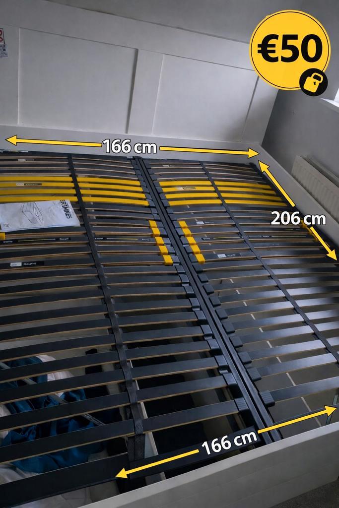 IKEA BRIMNES bedframe –goede staat – 160x200, Huis en Inrichting, Slaapkamer | Bedden, Gebruikt, Tweepersoons, 160 cm, Hout, Wit