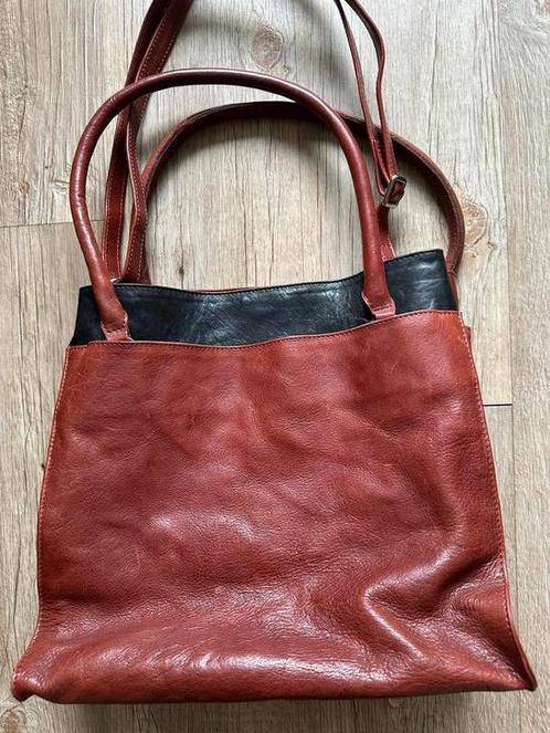 Prachtige leren RUFO schoudertas, Sieraden, Tassen en Uiterlijk, Tassen | Schoudertassen, Zo goed als nieuw, Overige merken, Bruin