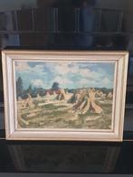 schilderij weiland met hooischoven gesigneerd 1945, Antiek en Kunst, Ophalen