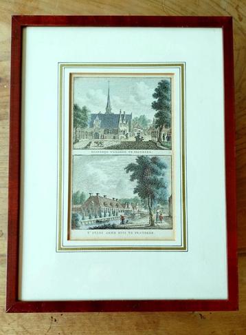 Antieke prent (ingelijst) van Franeker beschikbaar voor biedingen