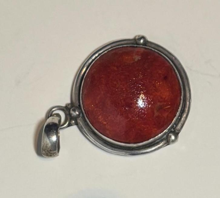 Zilveren Sieraden Set met Rode Steen, Sieraden, Tassen en Uiterlijk, Armbanden, Zo goed als nieuw, Zilver, Met edelsteen, Ophalen of Verzenden