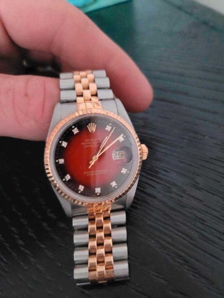 Rolex datejust 36mm red vignette, Sieraden, Tassen en Uiterlijk, Horloges | Heren, Gebruikt, Rolex, Staal, Ophalen