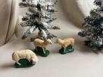 2 oude gipsen schaapjes en ram kerststal, Diversen, Kerst, Ophalen of Verzenden, Gebruikt
