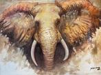 Prachtig schilderij van een olifant., Ophalen of Verzenden