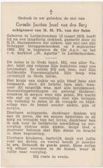 Cornelis J.J. van den Berg 1919 Leidschendam + 1962, 43 jr, Verzenden, Bidprentje