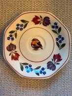 Vintage Adams porseleinen bloemen bordje met roodborst, Ophalen of Verzenden